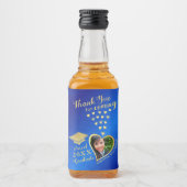 ブルーエレガント金ゴールド2025年卒業 リキュールボトルラベル (正面)