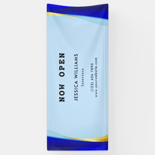 ブルーエレガント金ゴールド・ラグジュアリー・デザイナー・ロゴ・ビジネス 横断幕 (縦)