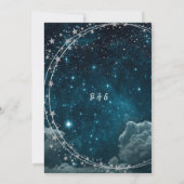 ブルーエレガント銀河系ス結婚キーの日付の安全 招待状 (裏面)