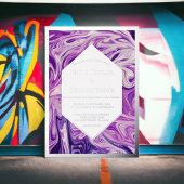 ブルーエレガント銀河系抽象芸術アー結婚トズシルバー 箔招待状