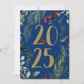 ブルーエレガント2025年素朴ニューイヤーホリデーカード シーズンカード (正面)