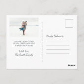 ブルーエレガント3写真書道ホリデークリスマス ポストカード (裏面)