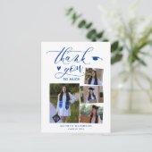 ブルーエレガント4フォトカレッジ卒業ありがとう ポストカード (スタンド正面)