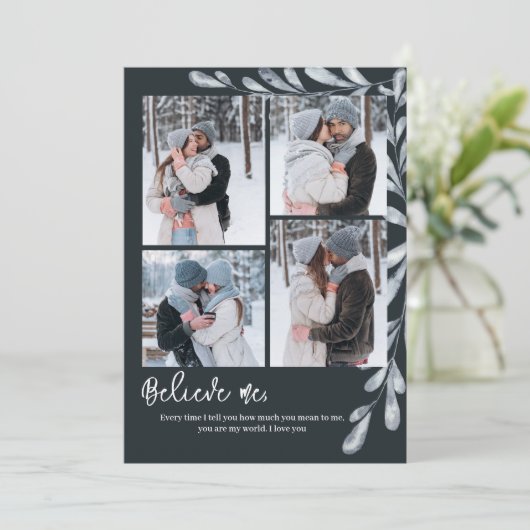 ブルーエレガント4フォトコラージホリデーカード シーズンカード (スタンド正面)