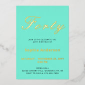 ブルーエレガント40thバースデーフォイル招待状 箔招待状 (正面)