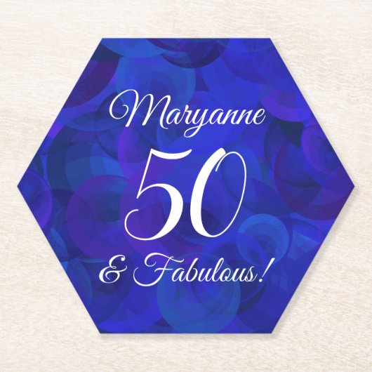 ブルーエレガント50王室のと素晴らしい誕生日パーティー ペーパーコースター (正面)