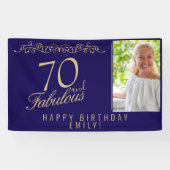 ブルーエレガント70と素晴らしい誕生日写真 横断幕 (横)