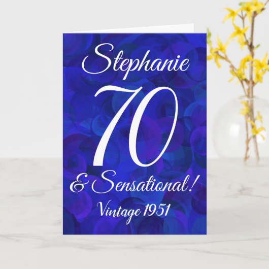 ブルーエレガント70王室のとセンセーショナル誕生日 カード (黄色い花)