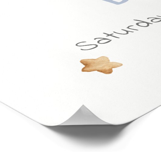 ブルーエレガント　きらきら星のベイビーシャワーのご案内 ポスター (角)