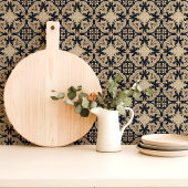 ブルーエレガント&アイボリーバロック タイル