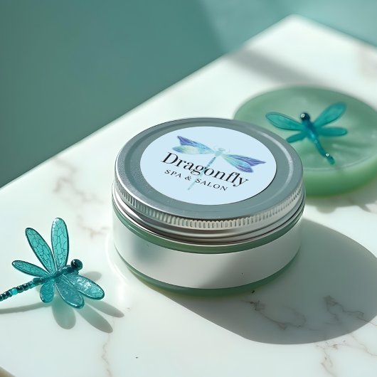 ブルーエレガント&アクアウォーターカラードラゴンフライ ラウンドシール