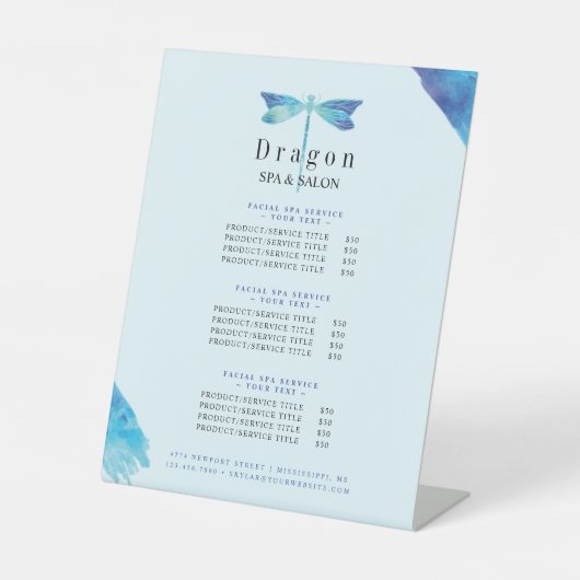 ブルーエレガント&アクアウォーターカラードラゴンフライ 台座サイン (正面)