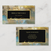 ブルーエレガント&ギルド金ゴールドルクスビューティシャン 名刺 (正面/裏面)