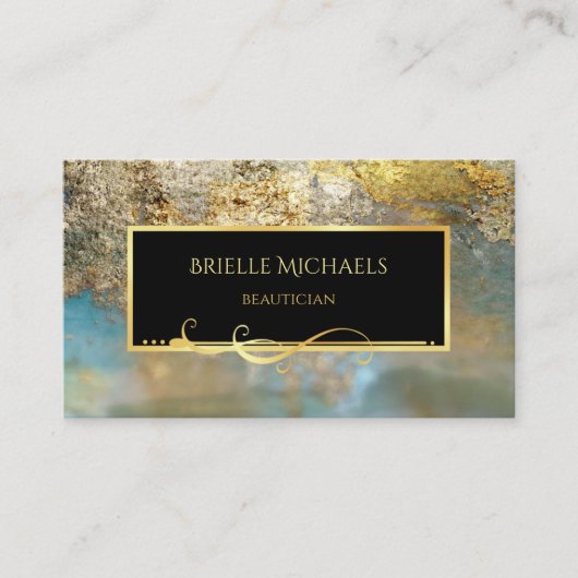 ブルーエレガント&ギルド金ゴールドルクスビューティシャン 名刺 (正面)