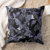 ブルーエレガント&グレーダークフローラ装飾用クッション クッション (ブランケット)