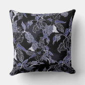 ブルーエレガント&グレーダークフローラ装飾用クッション クッション (裏面)