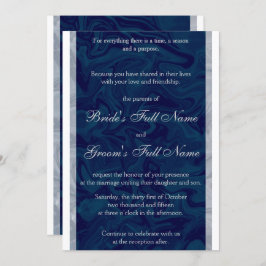 ブルーエレガント&グレーマーブル結婚式招待状 招待状