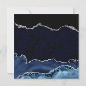 ブルーエレガント&シルバーグリッターアゲート21歳の誕生日 招待状 (裏面)