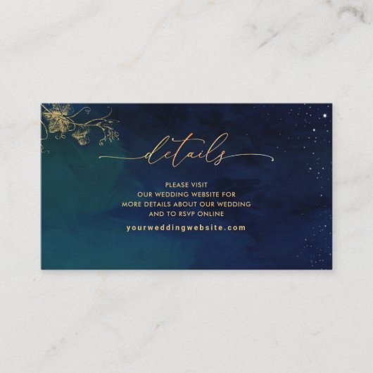 ブルーエレガント・ネイビー結婚グリーンのWebサイト/詳細 エンクロージャーカード (正面)