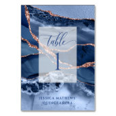 ブルーエレガント、バラ金ゴールド瑪瑙およびブルーフォイル テーブルナンバー (裏面)