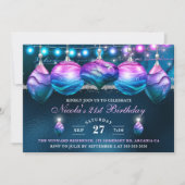 ブルーエレガント&パープルマーメイドボードブル誕生日 招待状 (正面)