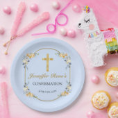 ブルーエレガント&ピーチフローラ金ゴールド確認 ペーパープレート (パーティー)