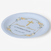ブルーエレガント&ピーチフローラ金ゴールド確認 ペーパープレート (アングル)