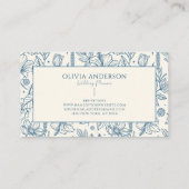 ブルーエレガント&ベージュフローララモダンインアートユニーク 名刺 (裏面)