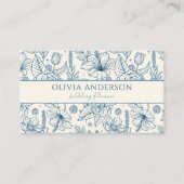 ブルーエレガント&ベージュフローララモダンインアートユニーク 名刺 (正面)