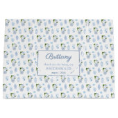 ブルーエレガント&ホワイトのブ結婚リーデスメイドさん ラージペーパーバッグ (正面)