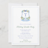 ブルーエレガント&ホワイトシトラスクレストホリデーズパーティー 招待状 (正面)