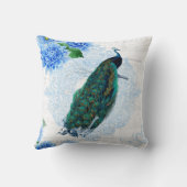 ブルーエレガント&ホワイトフローラ孔雀 クッション (裏面)