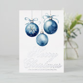 ブルーエレガント・メリー・クリスマス・カンパニー・シルバー 箔シーズンカード (立ち正面)