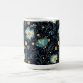 ブルーエレガント&金ゴールドフローラホリデーデザイン コーヒーマグカップ (中央)