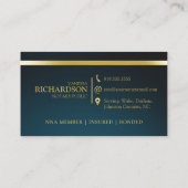 ブルーエレガント&金ゴールドプロフェッショナル公証人 名刺 (裏面)