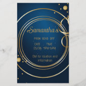 ブルーエレガント&金ゴールドプロム招待状 チラシ (正面)