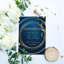 ブルーエレガント&金ゴールドプロム招待状 チラシ