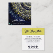 ブルーエレガント&金ゴールドマンダラアートヨガインストラクター スクエア名刺 (正面/裏面)