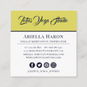 ブルーエレガント&金ゴールドマンダラアートヨガインストラクター スクエア名刺 (裏面)