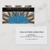 ブルーエレガント&金ゴールドロータスフラワーロゴヨガ 名刺 (正面/裏面)