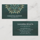 ブルーエレガント&金ゴールドロータスヨガインストラクター事業 名刺 (正面/裏面)