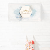 ブルーエレガント&金ゴールド美しいサロンのプロモーションロゴ 横断幕 (インサイチュ)