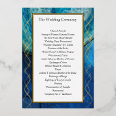 ブルーエレガント&金ゴールド銀河系アゲート結婚式 プログラム (正面)