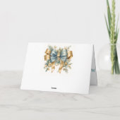 ブルーエレガント&金ゴールド雪だるまホリデーデザイン シーズンカード (裏面)