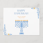 ブルーエレガント&金ゴールド（ユダヤ教）メノラーハヌカー シーズンポストカード (正面)