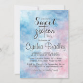 ブルーエレガントSweet sixteen誕生会 招待状 (正面)