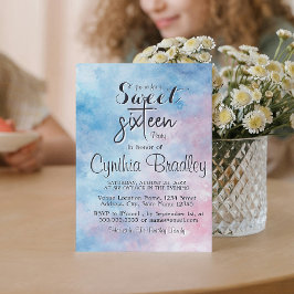 ブルーエレガントSweet sixteen誕生会 招待状
