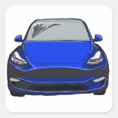 ブルーエレクトリックビークルSUVカースケッチ スクエアシール (正面)