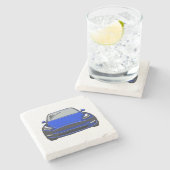 ブルーエレクトリックビークルSUVカースケッチ ストーンコースター (横)