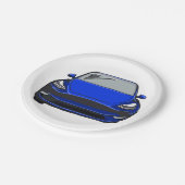 ブルーエレクトリックビークルSUVカースケッチ ペーパープレート (アングル)